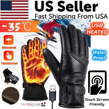 Winter USB Heated Gloves - Thermal, Waterproof, Touchscreen Hand Warmers