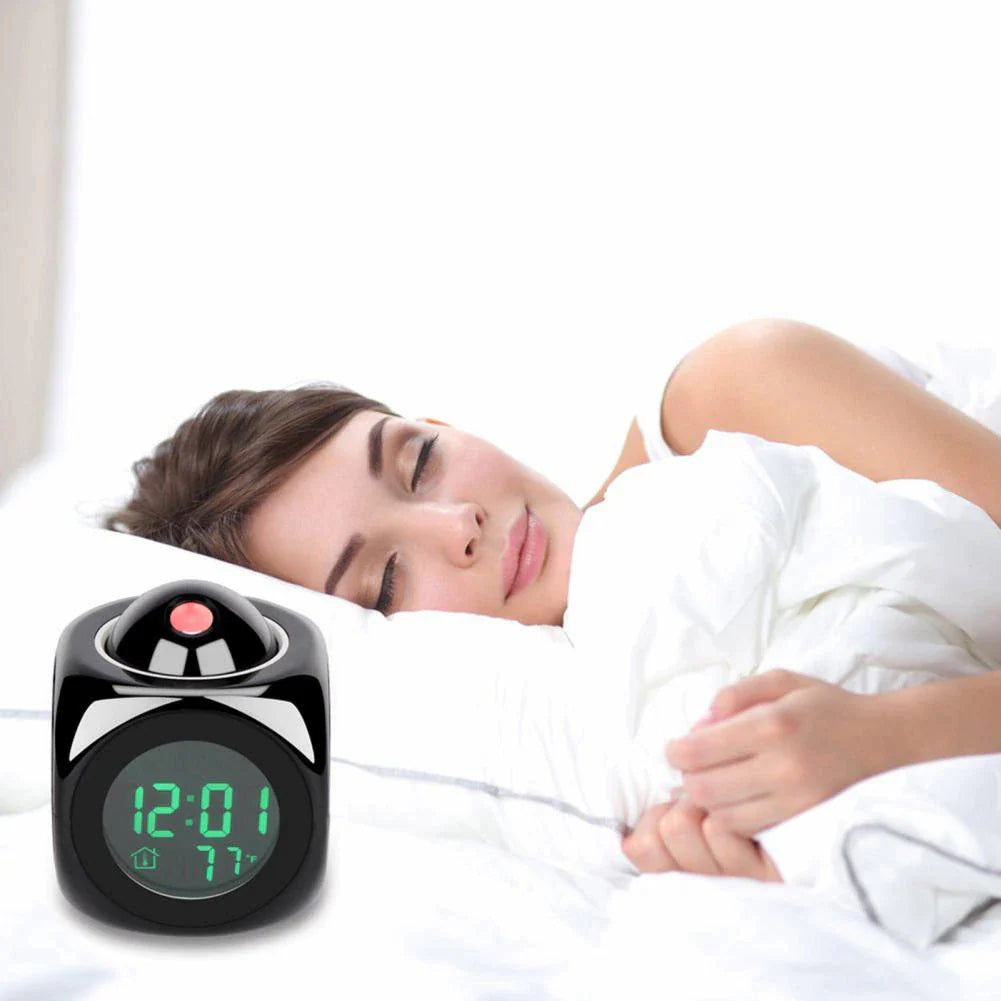 90° Swivel LED Projection Alarm Clock with Voice Talking & Weather Display