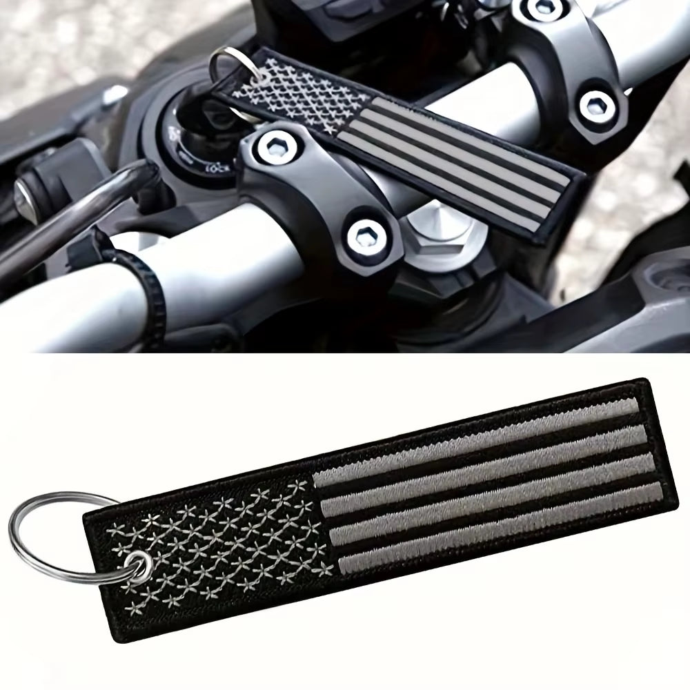 Stars & Stripes Keychain - on motorcycle