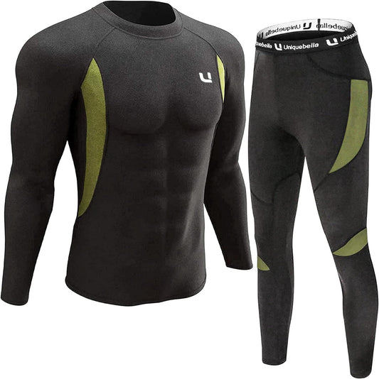 ThermoSkin Fleece-Lined Base Layer Set - Ultra Soft, Stretchy, Breathable