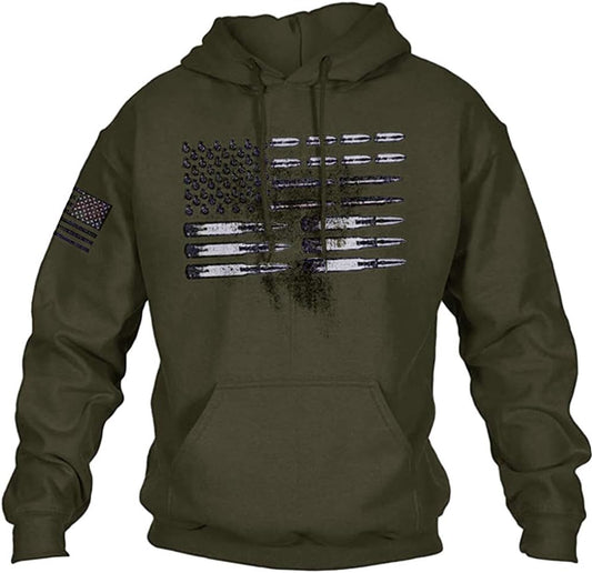 American Pride Bullet Flag Hoodie - Men's Vintage Pullover Sweatshirt