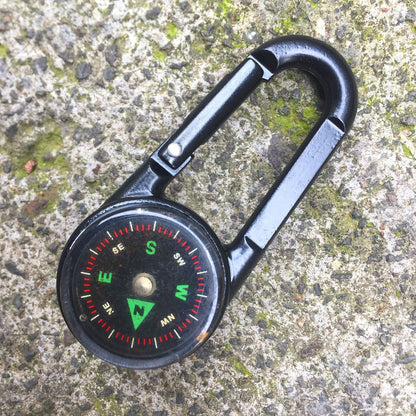 Adventure Pro Dual-Sided Survival Carabiner with Compass and Thermometer