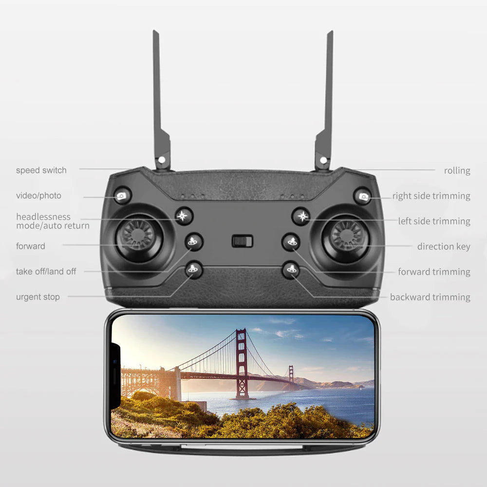 SkyCapture 4K HD Dual Camera Foldable Drone +4 Battery