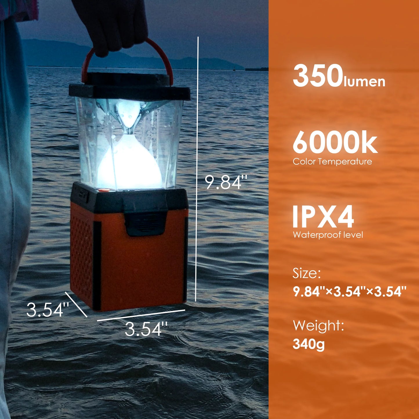 SaltLight 120-Hour Salt Water-Powered Lantern & USB Power Bank, main specifications