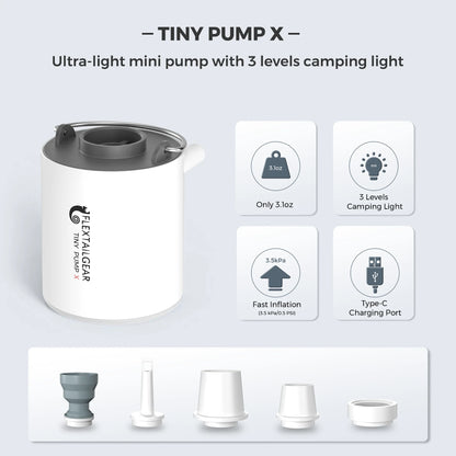 Ultra-Compact Air Pump & Camping Light, USB Rechargeable