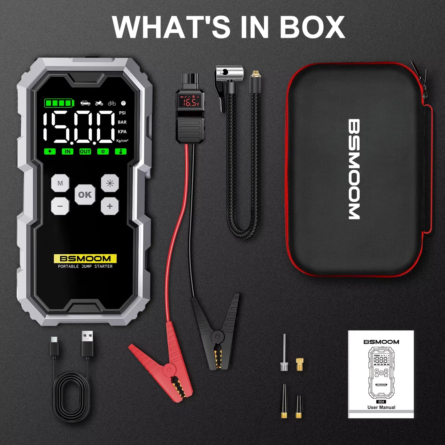 RescuePro Car Jump Starter, Tire Inflator, Power Bank & Flashlight