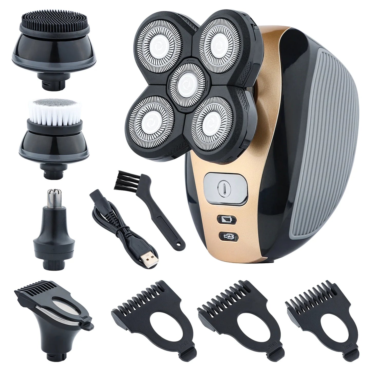 5-in-1 Electric Grooming Kit - 4D Shaver for Head, Beard, Nose & Body