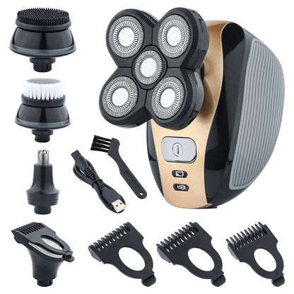 5-in-1 Electric Grooming Kit - 4D Shaver for Head, Beard, Nose & Body