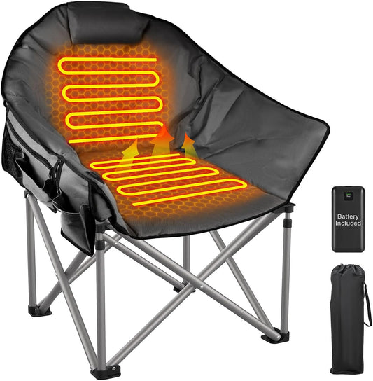 CozyPro Heated Camping Chair with Power Bank - Oversized, Foldable & 3 Heat Settings