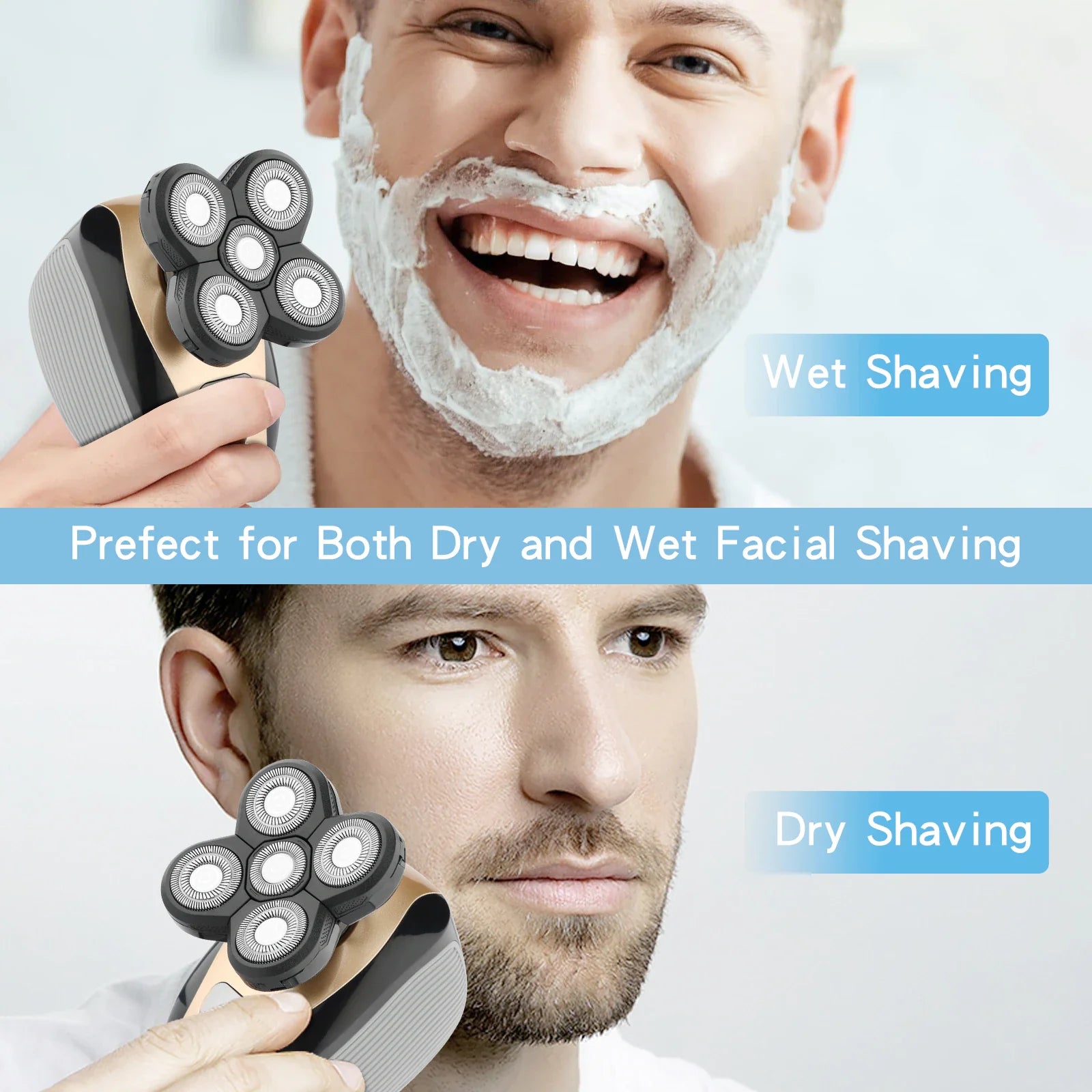 5-in-1 Electric Grooming Kit - 4D Shaver for Head, Beard, Nose & Body