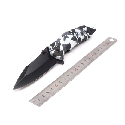 Camo Folding Survival Knife with Built-in Flint