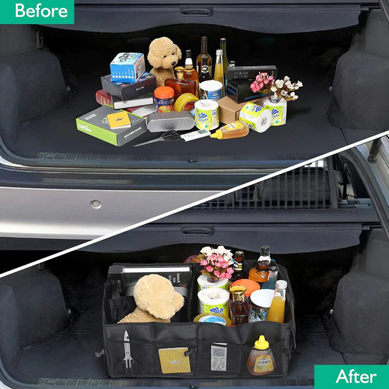 SmartCargo 40L Trunk Organizer - Folding Storage Bin with Mesh Pockets