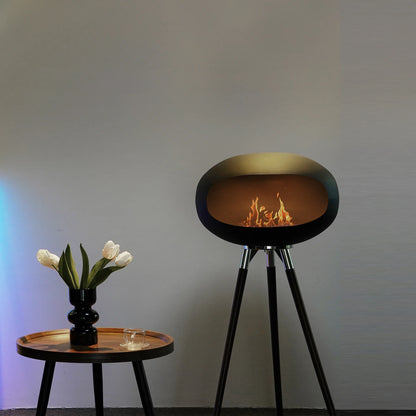 Eco-friendly Rustic Flame Tripod Fireplace with clean-burning bioethanol fuel.