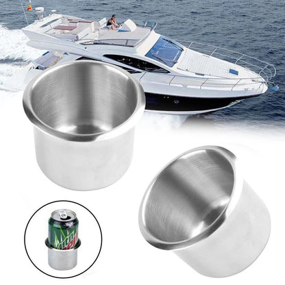 Universal Stainless Steel Cup Holder - Car, Boat, RV, Truck, Marine (2 Pack)