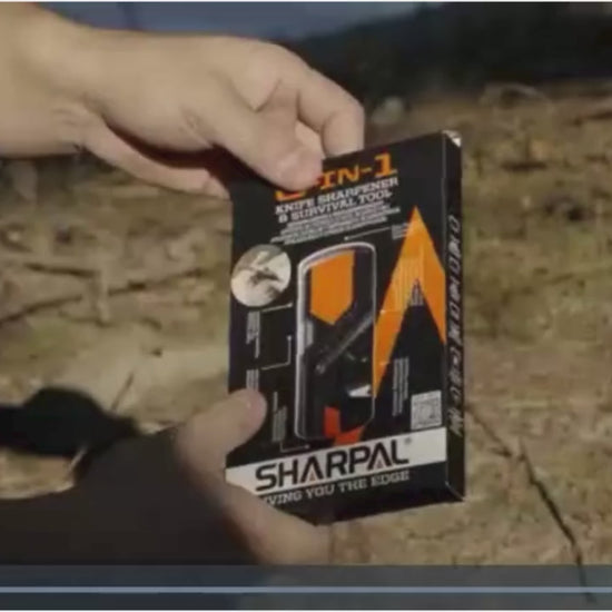 6-in-1 knife sharpener and survival tool video showing the features and how to use.