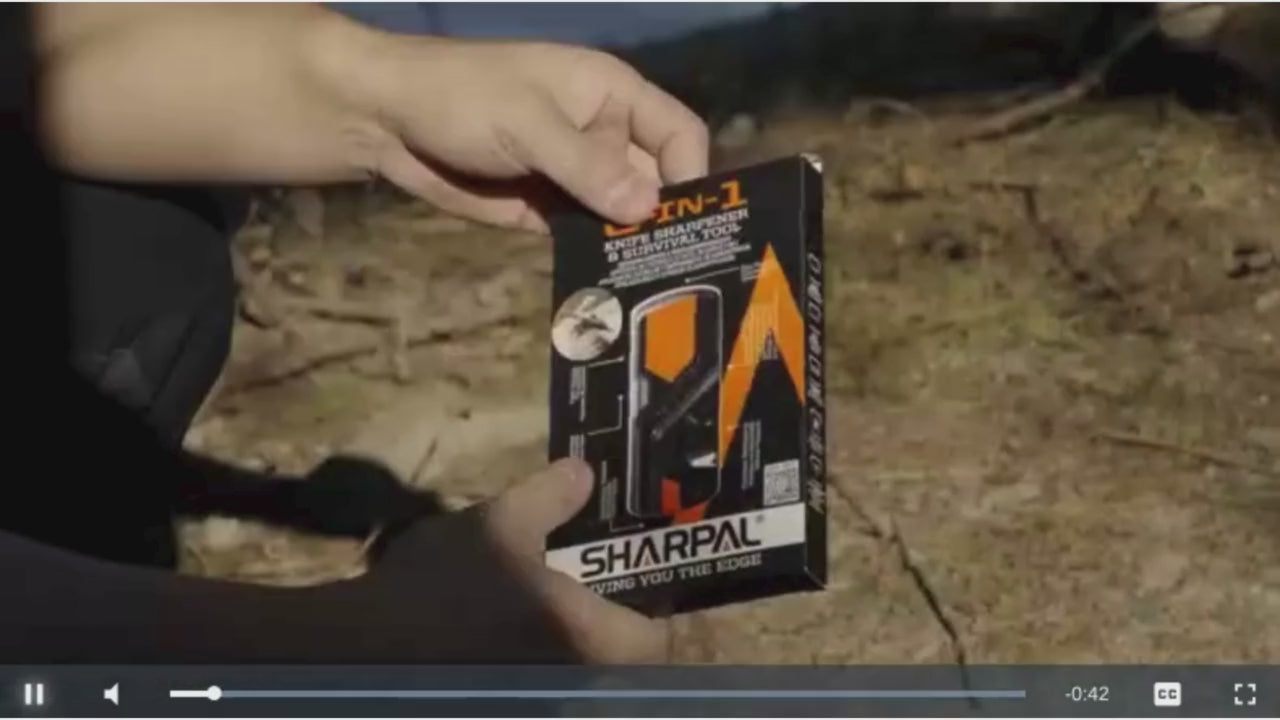 6-in-1 knife sharpener and survival tool video showing the features and how to use.