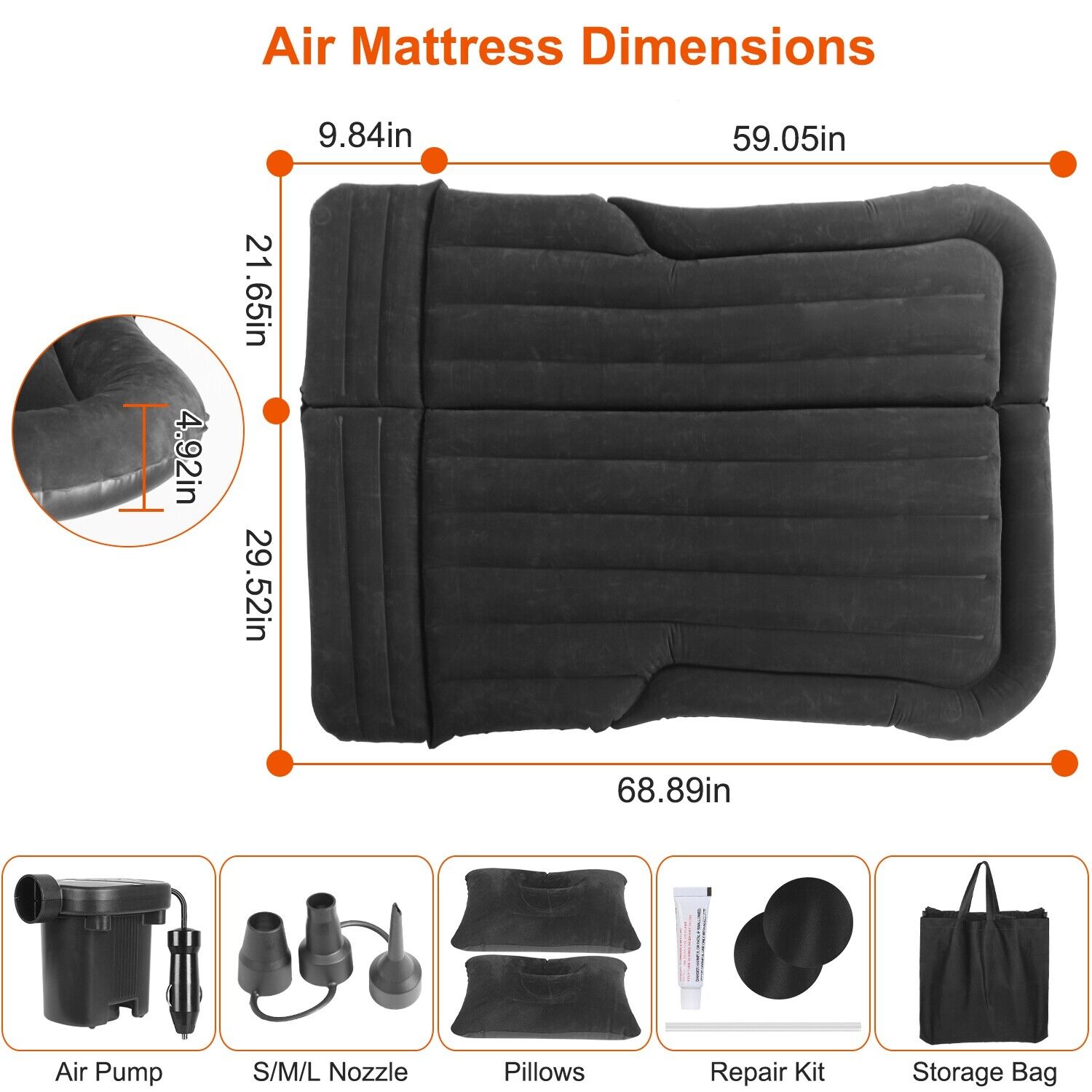 Ultimate Inflatable Car/SUV Mattress – Backseat Bed w/ Pump & 2 Pillows