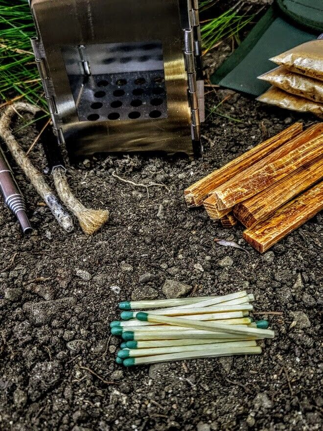 All-in-One Survival Stove Kit - Wood Burning, Fatwood, Matches & More