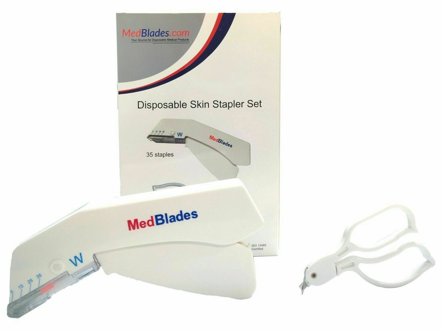 Disposable Skin Stapler with 35 Preloaded Wires + Skin Staple Remover