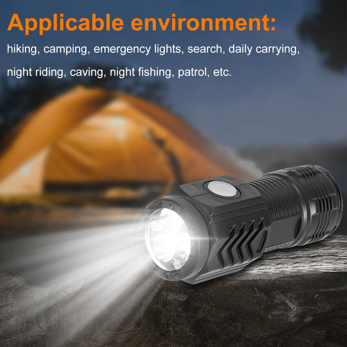 3-PACK Super Bright LED Mini Flashlight USB Rechargeable Pocket Keychain Torch