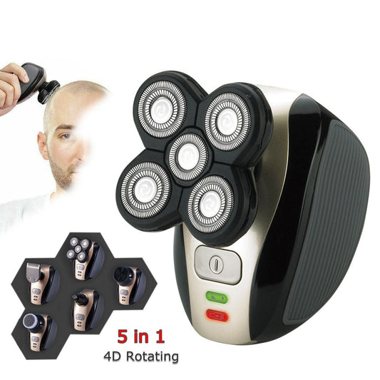 5-in-1 Electric Grooming Kit - 4D Shaver for Head, Beard, Nose & Body