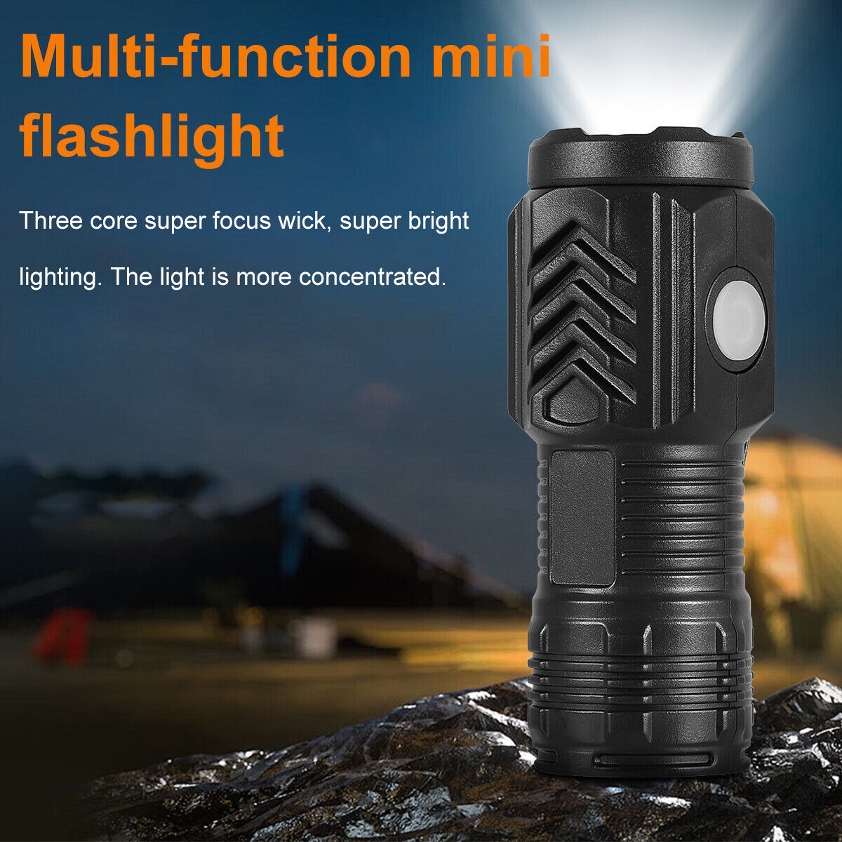 3-PACK Super Bright LED Mini Flashlight USB Rechargeable Pocket Keychain Torch